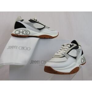 JIMMY CHOO LANDON GRAY SUEDE WHITE BLACK LEATHER PLATFORM SNEAKERS 43 10